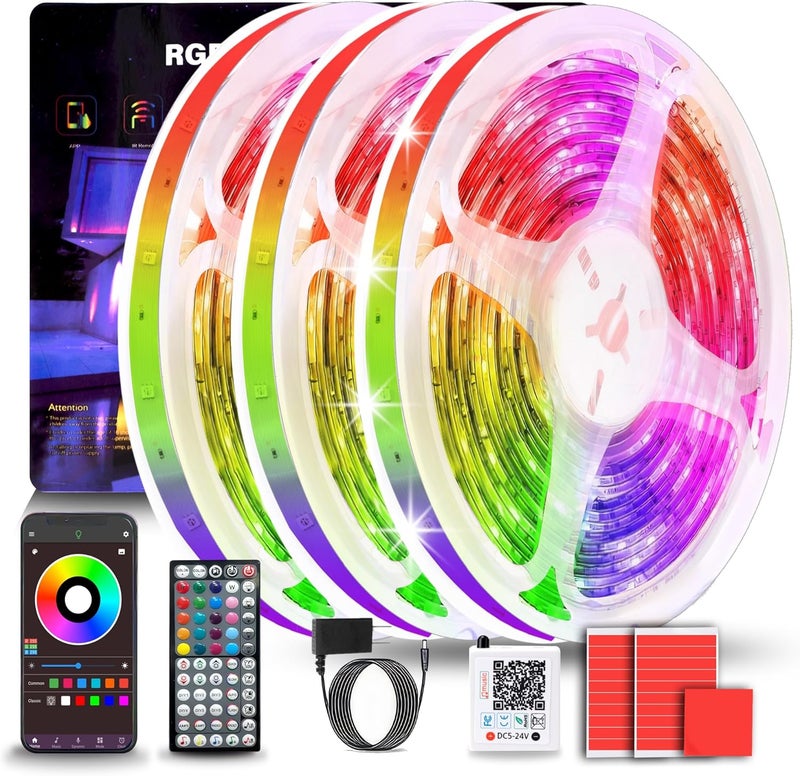 NBBUFF Led Lights for Bedroom 297FT (3 Rolls of 99ft), Color Changing RGB Led Strip Lights with 60 Keys Remote and App Control, Music Sync Led Lights for Room Kitchen Party Home Decor - Image 1